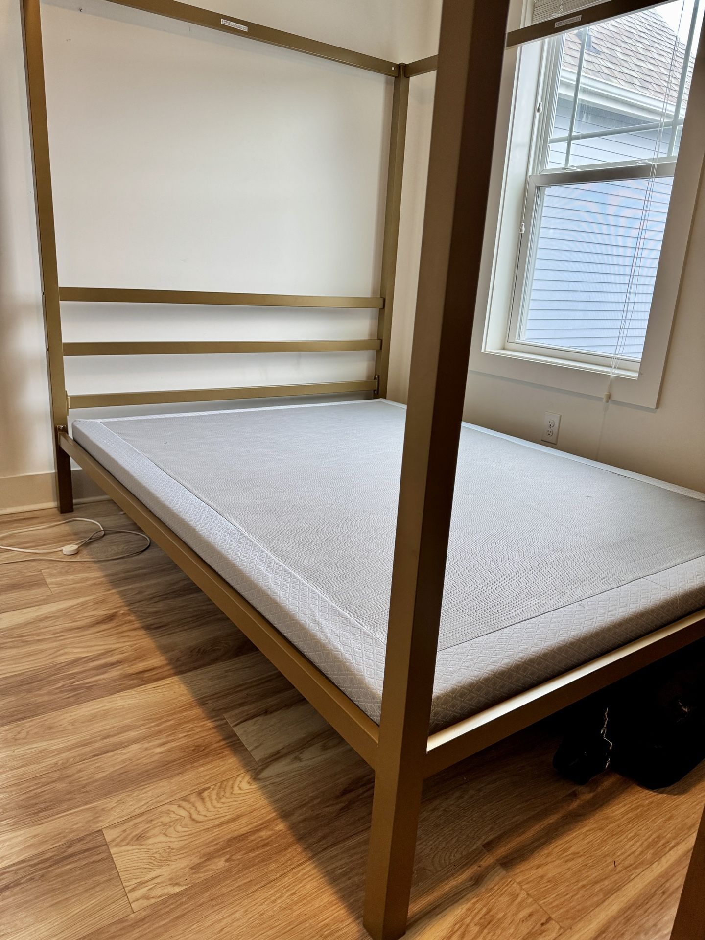 Patricia Gold Metal Queen Canopy Platform Bed Frame.