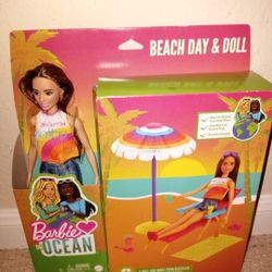 Barbie Beach Day And Doll Playset New