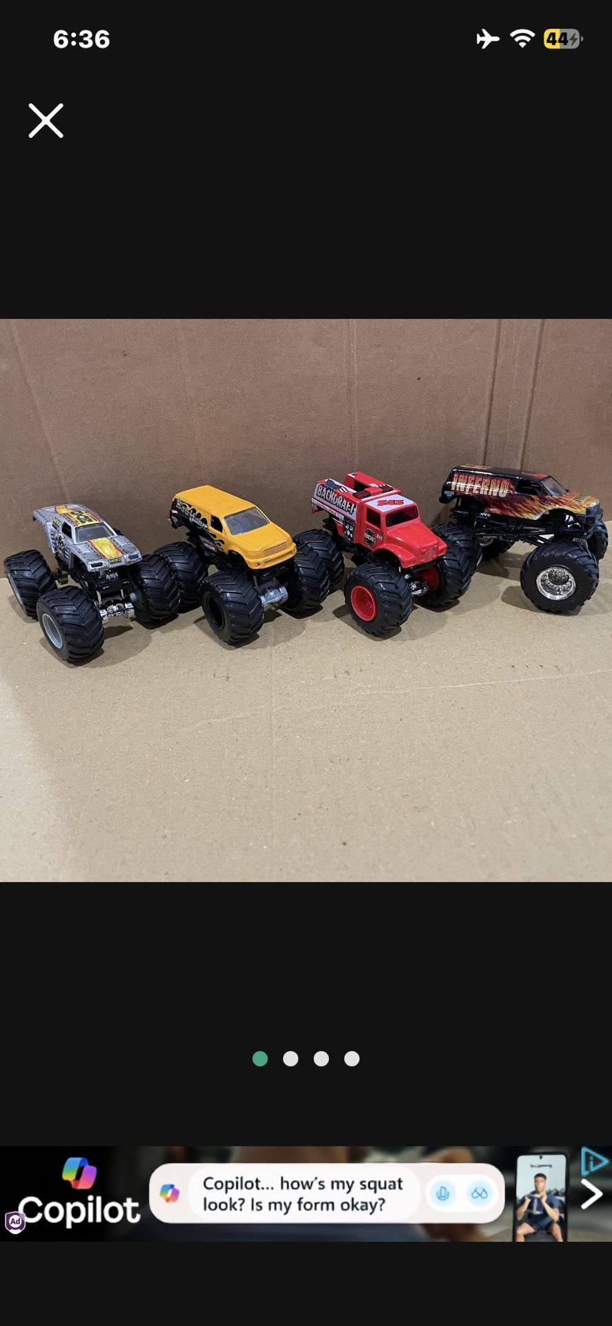 Lot of 4 - Hot Wheels Monster Jam Trucks 1/64