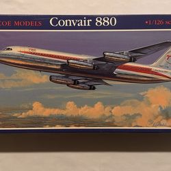 Vintage Glencoe Models Convair 880 Jetliner | 1:126 Scale | Complete | Unbuilt, Original Box