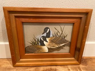 Vintage Original Goose Oil Painting, Signed by Artist