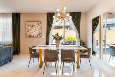 MARBLE TOP DINING TABLE + 6 CHAIRS