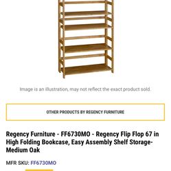  Regency 67in, 6 shelf flip flop bookcase 
