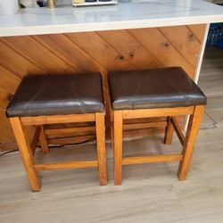2 Large Counter Height Stools- 22-24 With Cushion x18x15