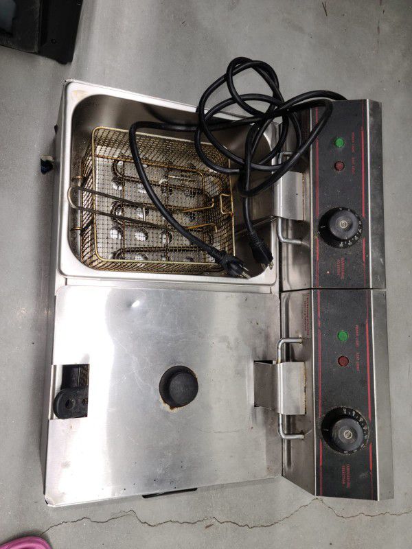 Stainless Steel Portable Commercial Dual Deep Fryer