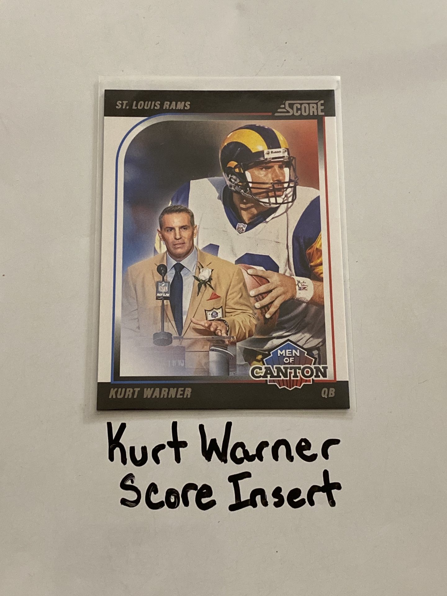 Kurt Warner St. Louis Rams Hall of Fame QB Score Short Print Insert Card.