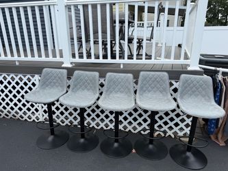 Set of 5 Swivel Bar Stools, Chairs (Gray) Height Adjustable