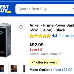 Anker - Prime Power Bank (9.6K, 65W, Fusion) - Black