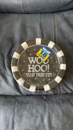 New Sealed Amscan 18 Count Woo Hoo You Did It Graduation Plates