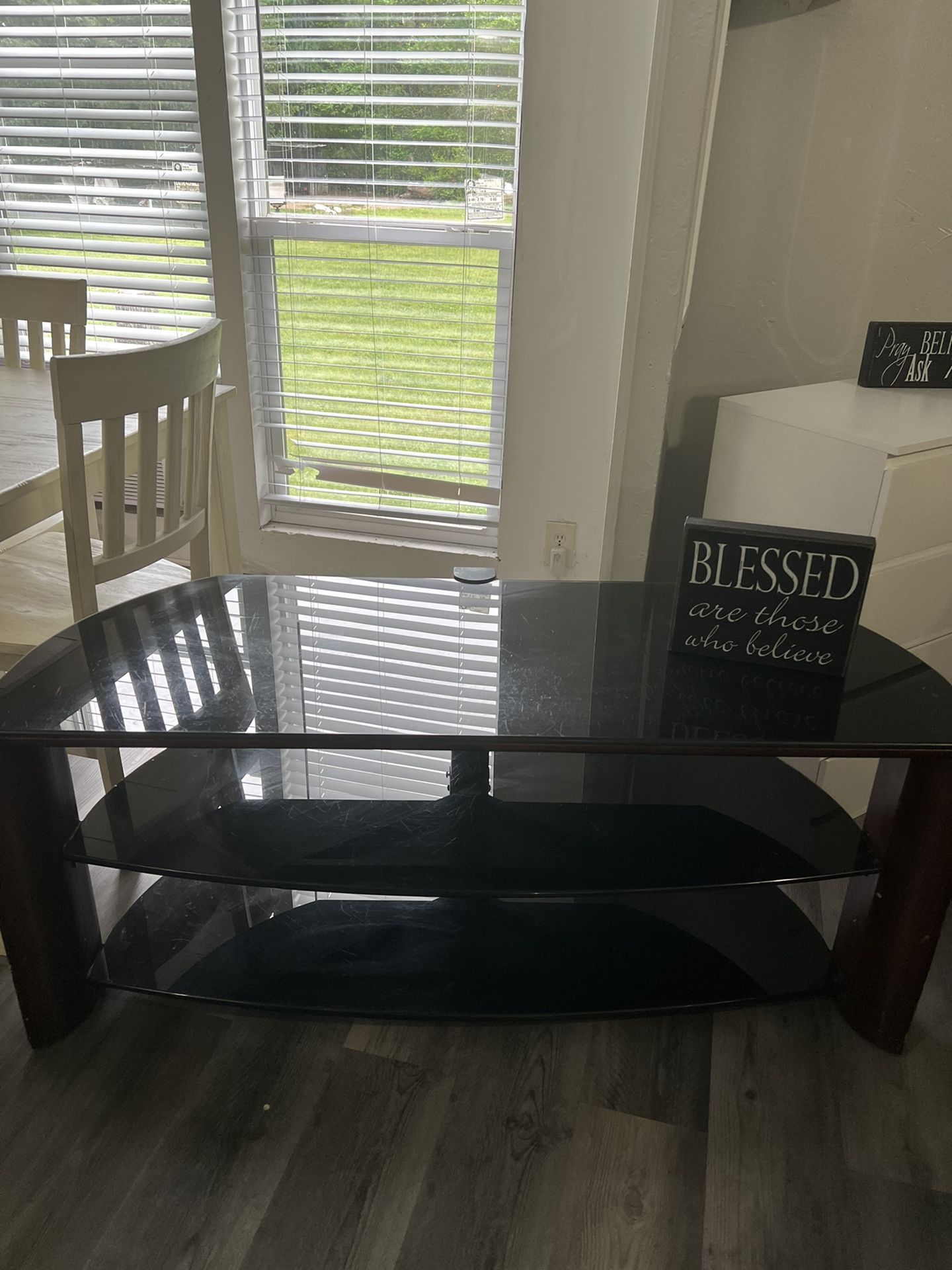 Small All Black Tv Glass Stand 