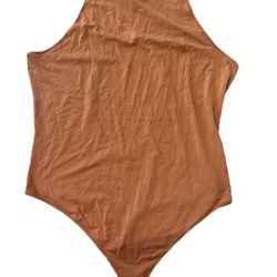 PINK cotton snap bodysuit in tan/brown Caramel Brown Soft Stretch Tank Bodysuit 