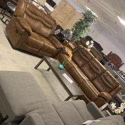 Brown Microfiber Reclining Sofa And Loveseat 2-pc Set