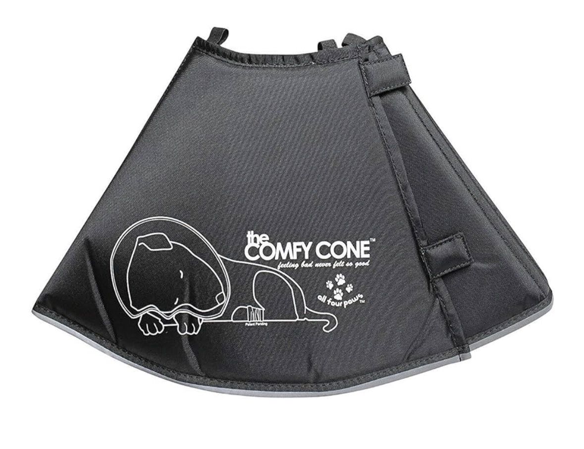 Comfy Cone Pet Cone for Dogs, Cats, Small-Long, Black - Comfortable Soft Dog Cone Collar Alternative for After Surgery, Wound Care, Spay, Neuter - Dog