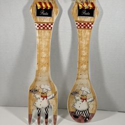 Fat Chef Ceramic Pasta Spoon And Fork Set