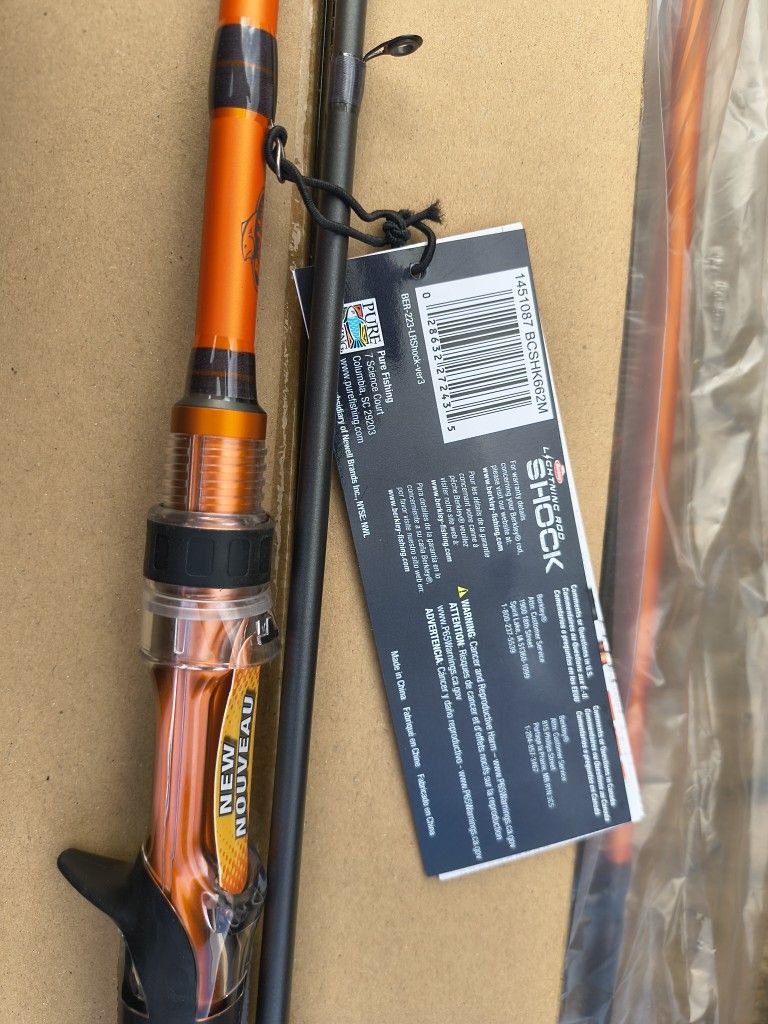 NEW Berkley Lightning Rod Shock - Orange - 2-Piece Fishing Rod 6.6ft