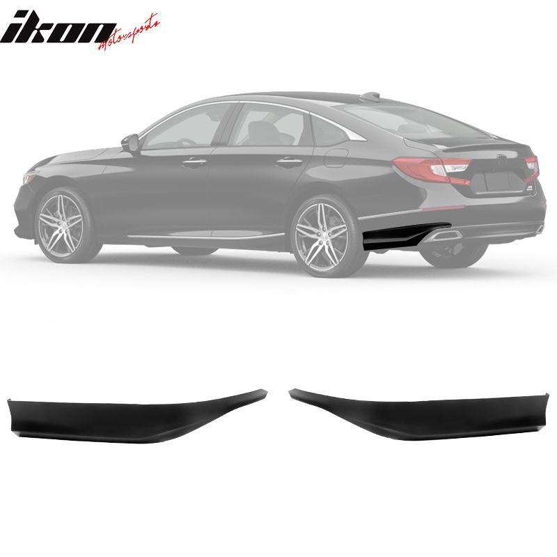 Fits 2018-2022 Honda Accord IKON V2 Style 2PCS Rear Bumper Lip Aprons Unpainted PP