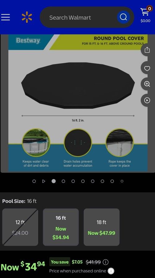 New Bestway 16 Ft Round Pool Cover