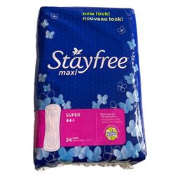 Stayfree Maxi Super Pads with Wings, 24 Count 