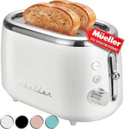 MELLERHOME Retro Toaster 2 Slice, 7 Browning Levels, 3 Functions (Reheat, Defrost, Cancel)