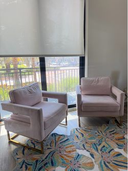 Pink velvet accent chairs