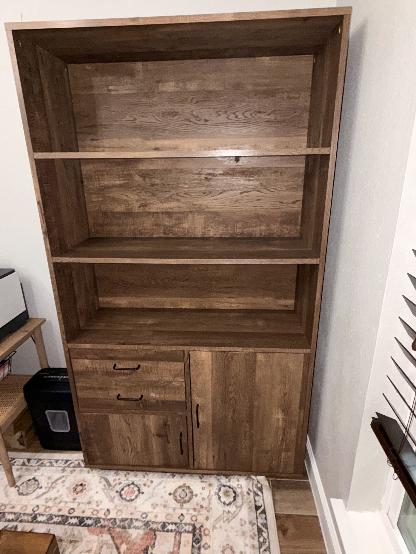 Rustic Wood Bookcase / Storage Cabinet – Fully Assembled, Like New