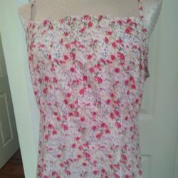 Junior's Pink W/Flowers Wednesday's Summer Dress XL Adjustable Straps Side Zip