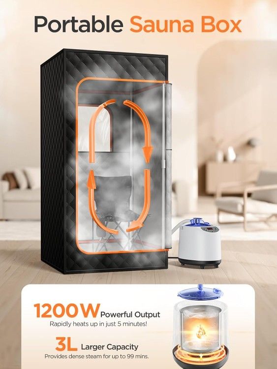 Brand New Portable Sauna for Home, Personal Steam Sauna Tent with 1200W 3L Steamer Heater