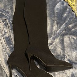Women’s knitted over the knee, high heel boots