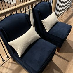 Pair Of Blue Velvet Chairs 