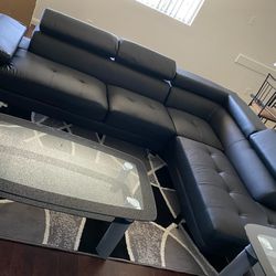 🦋🦋Black Modern Sectional Sofa Set💥 Financing Available 📲 Apply Now