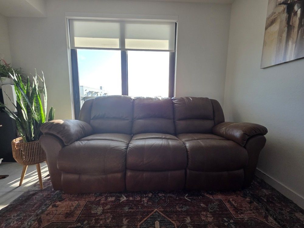 2 Leather Recline sofas & Recline Chair