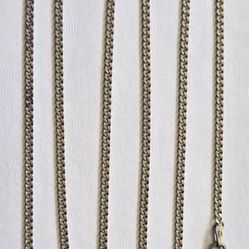 .925 STERLING SILVER FLAT CUBAN CURB LINK CHAIN/NECKLACE 2MM 20" BLACK RHODIUM FINISH 