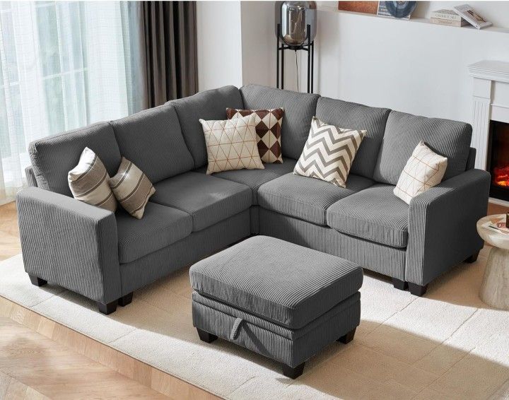 Shaped Sleeper Sofa Dark Gray New