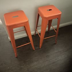 2 High Bar Stoop Orange 🍊 Bar Stool Seats 