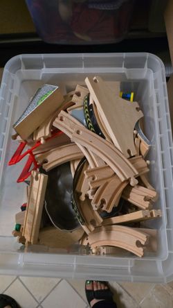 Wooden Train Track Pieces Large Lot