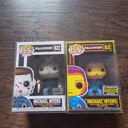 Michael Myers Funko Pops Blacklight and FYE Exlusive