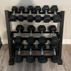 Complete Dumbbell Set (10-40lbs) With weight Rack!