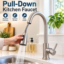 New  Stainless steel Kitchen Faucet Pull Down Sprayer Single Handle Mixer