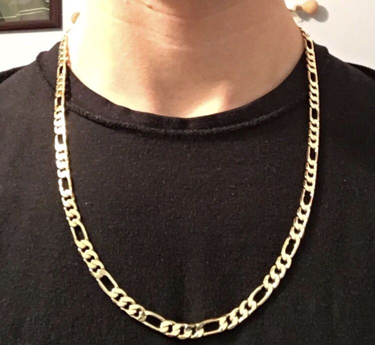 Gold Chain Figaro Necklace 24in 6mm 