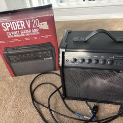 SPIDER V 20 WATT  GUITAR AMP WITH MODELING AND EFFECTS 3 Simultaneous Stompbox Effects + Reverb Easy-to-Use Controls Onboard Tuner Editing