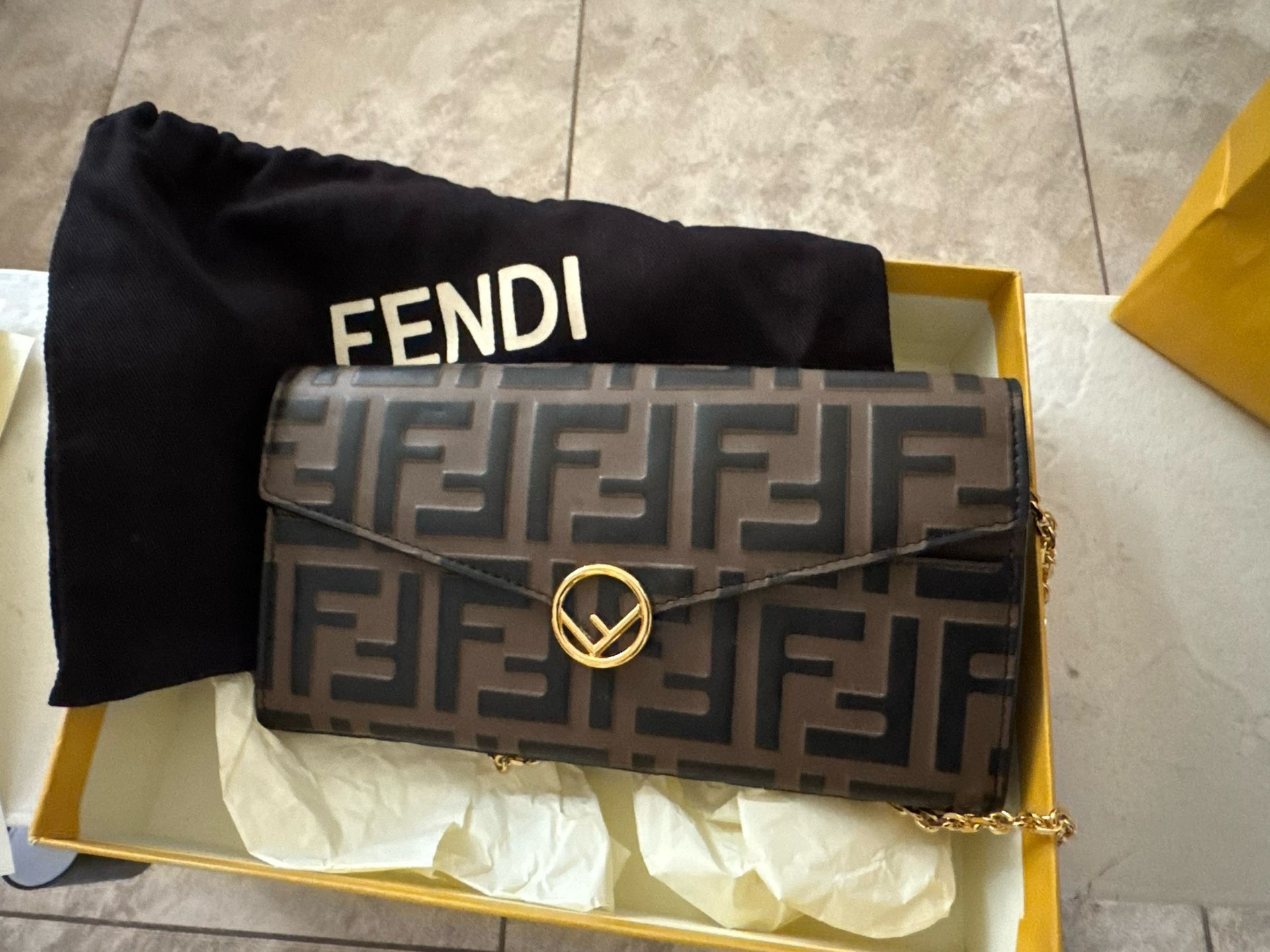 Fendi- Zucca FF Continental Envelope Wallet On Chain