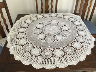 Three Vintage Lace And Crocheted Tablecloths