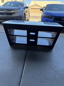 Modern Black Glass TV Stand / Media Console – 3 Shelves