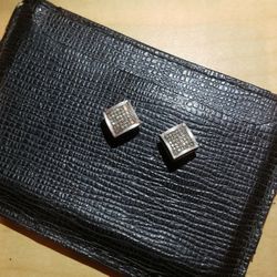 Pair Of Sterling Silver Earrings With 36 Diamonds In Each Earring 