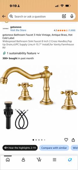 Gotonovo Antique Brass Widespread Bathroom Faucet