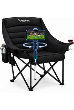 ABORON Oversized Camping Chair with Adjustable Phone Holder, 400 lb