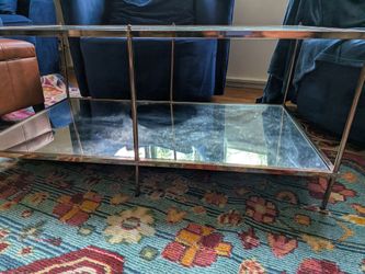 2 mirrored glass end tables with matching coffee table