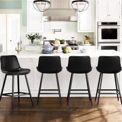 24 inch Counter Stool, Modern Bucket Barstools, Counter Height Bar Stools with Back and Footrest for