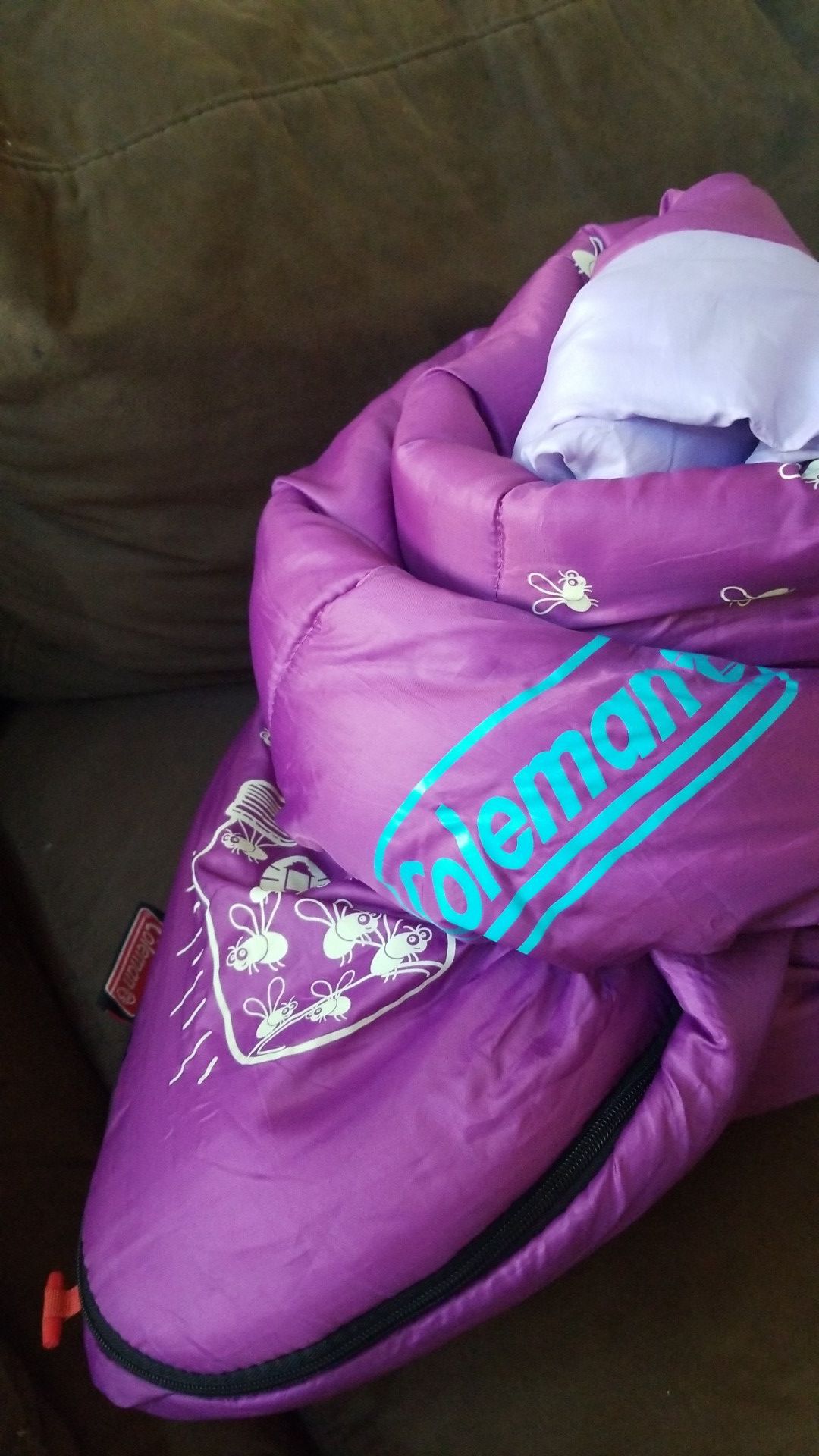 Purple Coleman sleeping bag.