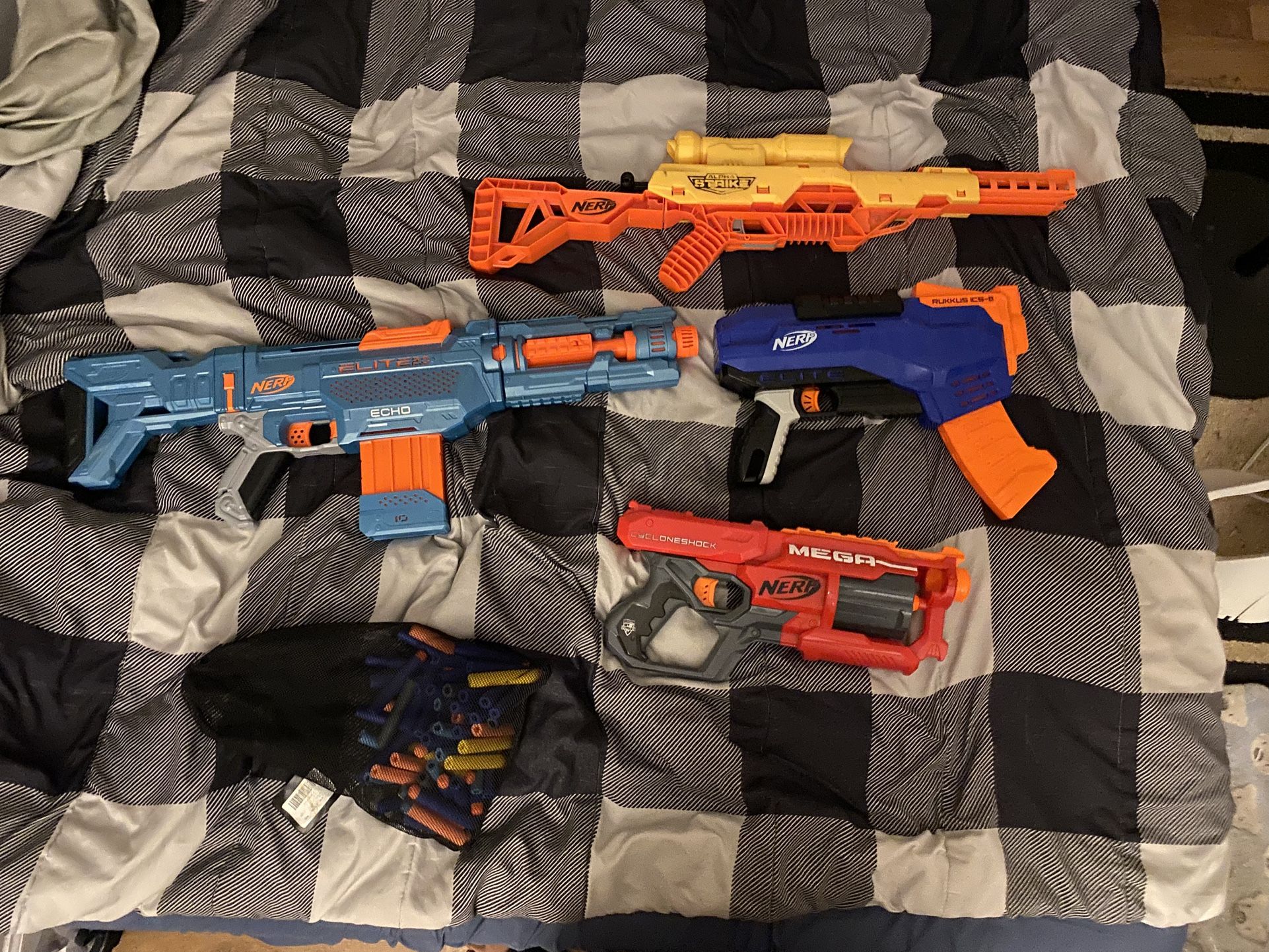 Nerf Guns And Bag Of Bullets